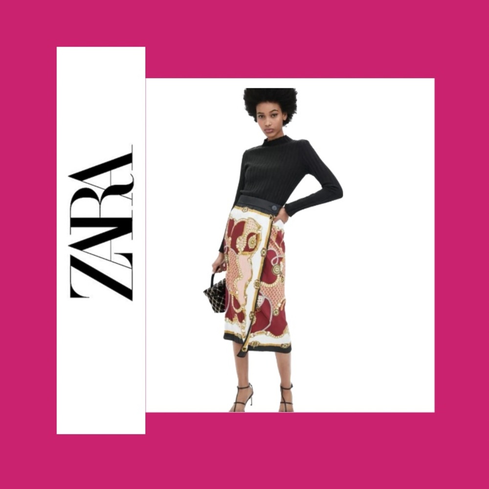 Zara TRF Chain Print Wrap Skirt | Sz S/M | NWOT